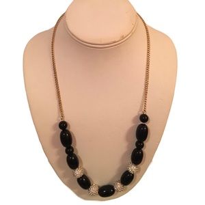 J. Crew Navy and Pavé Bead Necklace